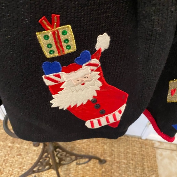 Vintage Carolina Colours Embroidered Santa Christmas Full Zip Sweater Cardigan M - Picture 2 of 10